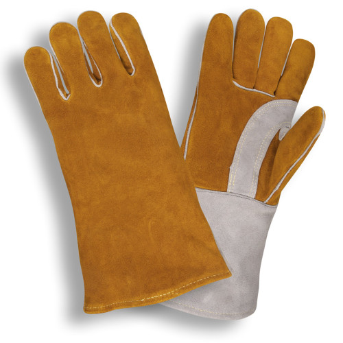 Cordova Premium Kevlar® Leather Welding Gloves, Reinforced Palm, Full Foam Sock Lining, Brown/Gray (Dozen)