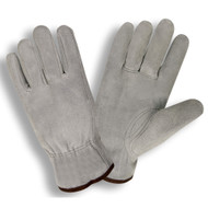 Cordova Economy Cowhide Leather Drivers Gloves, Unlined, Elastic Back, Keystone Thumb, Gray (Dozen)