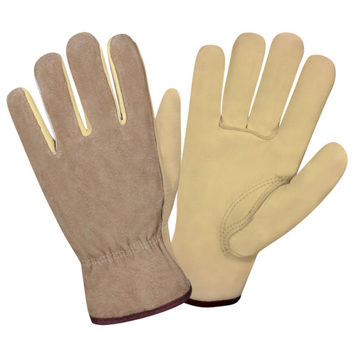 Cordova Select Kevlar® Cowhide Leather Drivers Gloves, Unlined, Brown Split Cowhide Back, Keystone Thumb (Dozen)