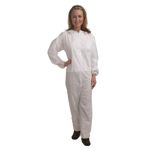 Cordova Heavy Weight White Polypropylene Coverall, Elastic Wrists & Ankles