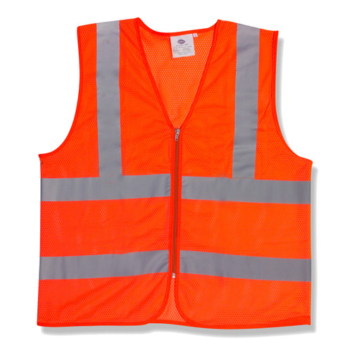 Class II Lime Mesh Vest, Zipper Closure, Orange