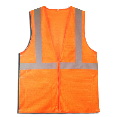 Class II Mesh Vest, Zipper Closure, Orange