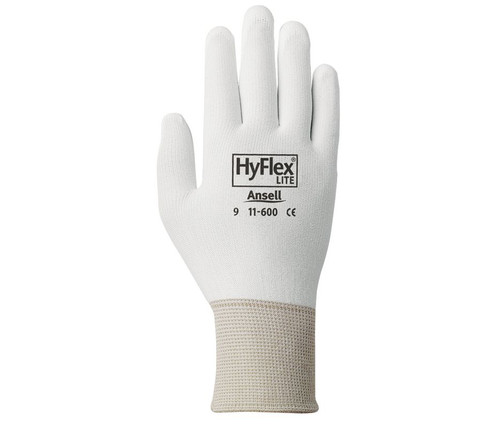 HyFlex Light-Duty Gloves, Cut Level 1, White