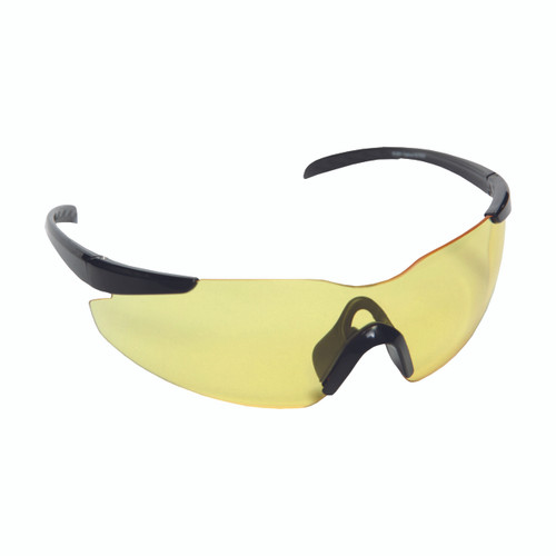 OPTICOR Safety Glasses, Black Frame with Amber Lens, TPR Nose Piece & Temples