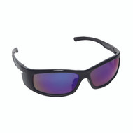 VENDETTA Safety Glasses, Black Frame with Blue Lens, Side Shields
