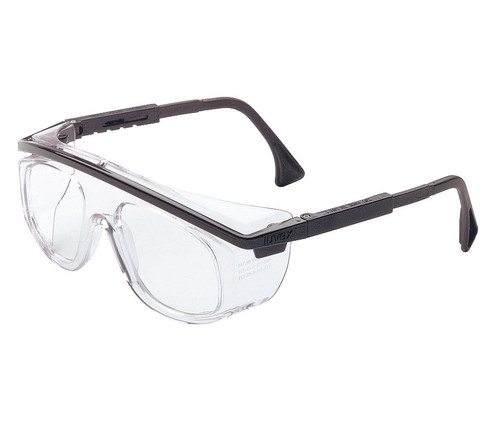 UVEX Astrospec 3000 Safety Glasses, Duoflex Temple, Black Frame, Clear Ultra-Dura Lens