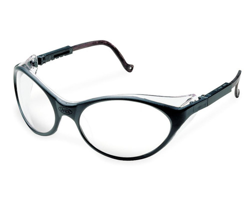 UVEX Bandit Safety Glasses, Black Frame, Gold Mirror Ultra-Dura Lens