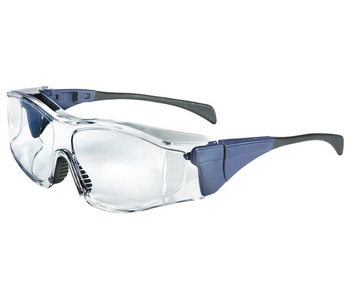 UVEX Ambient OTG Safety Glasses, Blue Frame, Clear Ultra-Dura Lens