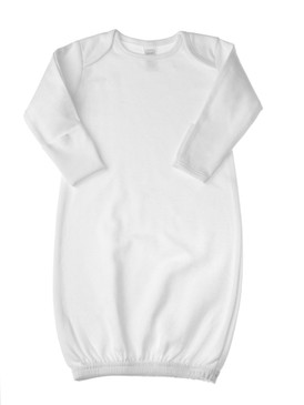 blank newborn gowns, newborn gowns, newborn gown, unisex newborn gown, gown with mitten cuff, wholesale suppliers for baby clothing