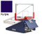 Folded Purple Indoor Portable Porter 735 Adjustable Height Basketball System