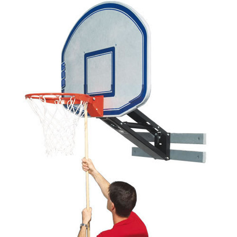 Bison Wall Mount Adjustable Height QwikChange Acrylic Basketball System - Graphite Backboard