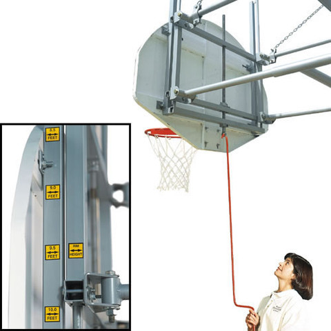 Bison Gymnasium Adjustable Height Wall Mounted Basketball System - Short Board
