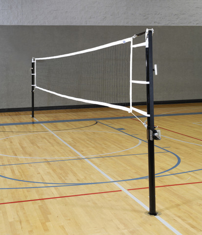 3 1/2" Aluminum USVBA Power Volleyball System Set with Net and Standards