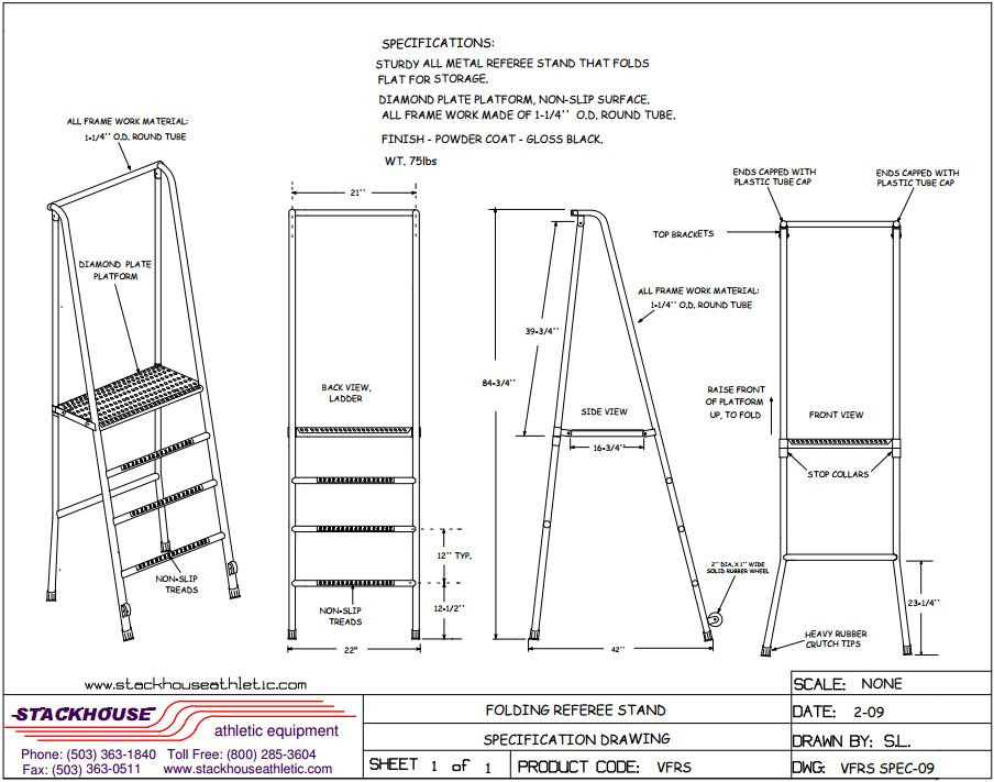 Volleyball Sturdy Folding Referee Stand Head Coach Sports