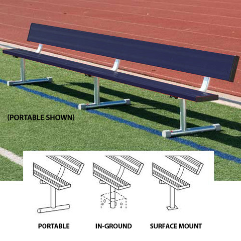 15' Permanent Bench w/back (colored) - Blue