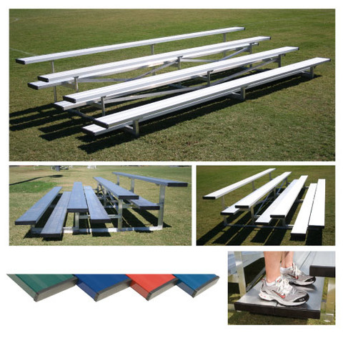 4 Row 7.5' Low Rise Pref. Bleacher - Green