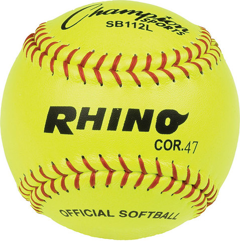 12" Softball Optic Yellow Leather Cover - 47 Cork Core