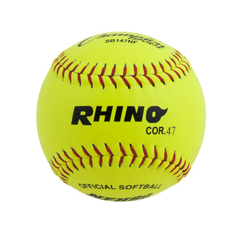 11" Softball Optic Yellow Leather Cover - 47 Poly Core