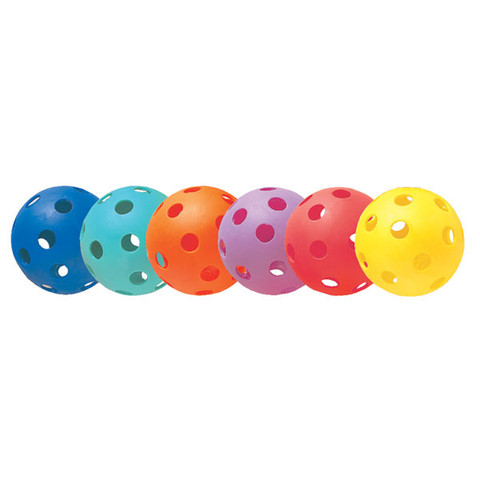 Assorted Color (Green, Orange, Purple, Red, Blue, Yellow) Plastic Softball Set of 6 - 12"
