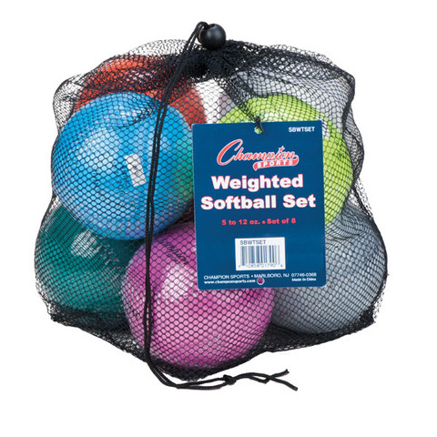 Weighted Training Softball Set of 8 Assorted Colors