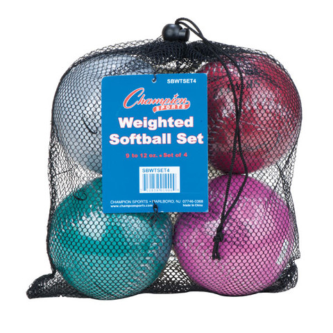 Weighted Training Softball Set of 4 Assorted Colors