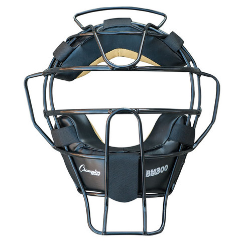 Ultra Lightweight Umpire Face Mask with EverClean Full Grain Leather Pads - Black