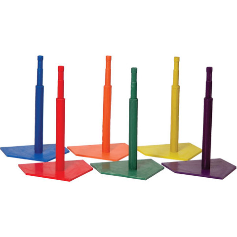 Deluxe Multi-Color Adjustable Height Baseball Batting Tee Set