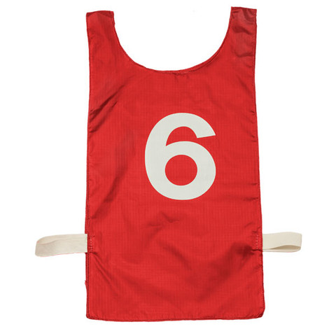 Red Heavyweight Nylon Numbered 1-12 Pinnie Vest Set of 12