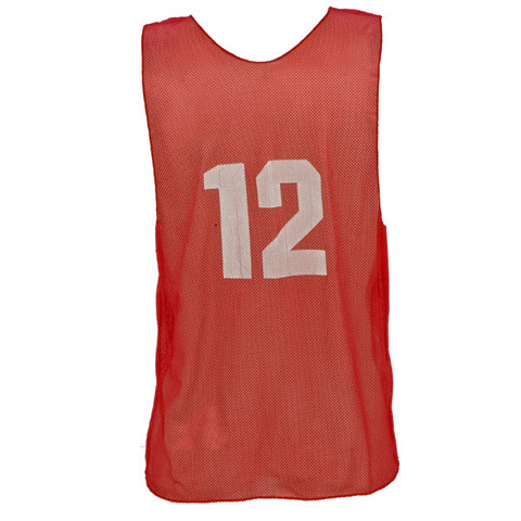 Adult Numbered Nylon Micro Mesh Practice Vest - Red