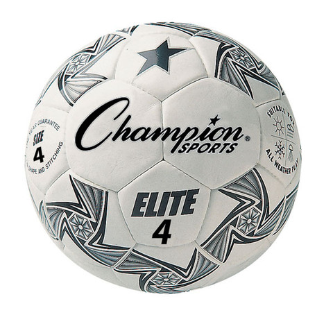 Elite Size 4 Soccer Ball with Synthetic Leather - White/Black