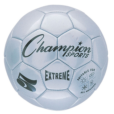 Silver Extreme Series Size 5 Soccer Ball with Soft Touch Composite Leather