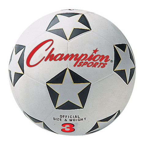 Champion Sports Rubber Cover Size 3 Soccer Ball - Black/White/Red