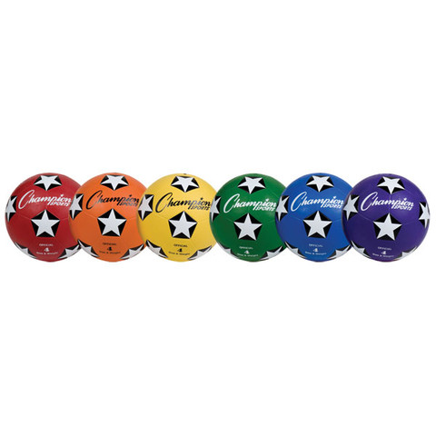 Champion Sports Multi-Color Rubber Cover Size 4 Soccer Ball Set of 6