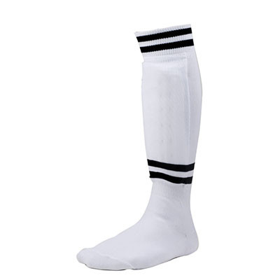 EVA Foam Sock Style Medium White Soccer Shinguard with Ankle Protector