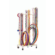 Plastic Mobile Jump Ropes and Hoops Cart - White