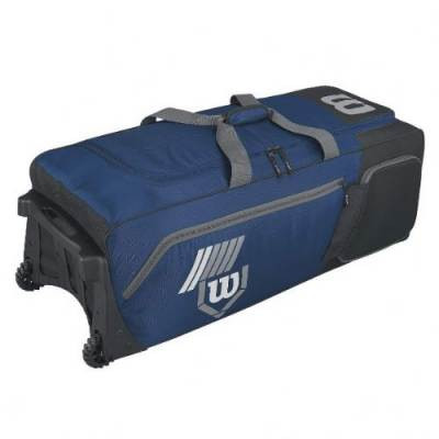 Wilson 2.0 Pudge baseball or softball equipment bag on wheels - navy blue