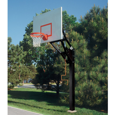 Bison Ultimate Adjustable Height Steel Rectangle Backboard Basketball System