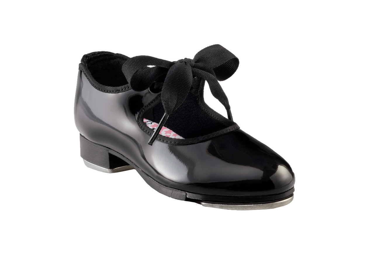 black shoes with ribbon ties