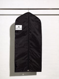 Picture of a heavy duty black coat dress cover bag with shirt accessory pocket and side gusset