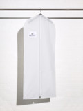 Picture of a white plastic dress cover bag with document holder
