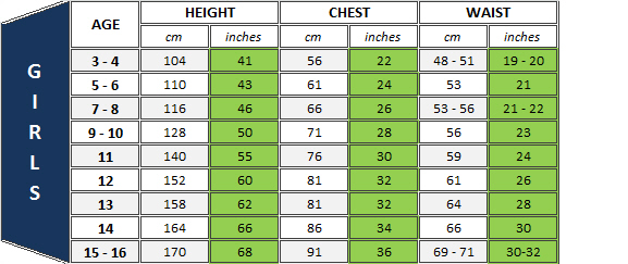 Scout Shirt Size Chart