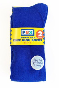 Socks - 'Pex' Knee High Twin Pack - Royal