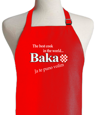 CROATIAN GRANDMOTHER RED APRON