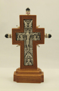 Cross- Standing Cross, wood and silver plated