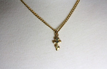 Jewelry- Simple 3-bar gold-colored neck cross