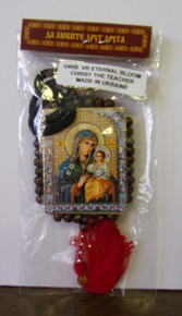 Icon- Virgin Eternal Bloom & Christ the Teacher with red tassle