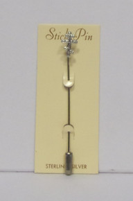 Jewelry- Sterling Silver Stick Pin with 3-Bar Cross