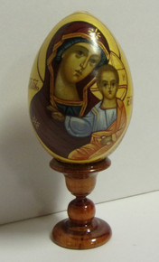 Wooden Theotokos Egg With Stand (2)
