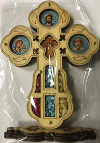 Standing Icon Cross with Christ, Virgin and St. Nicholas