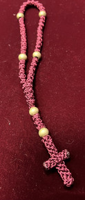 Red Prayer Rope with gold beads